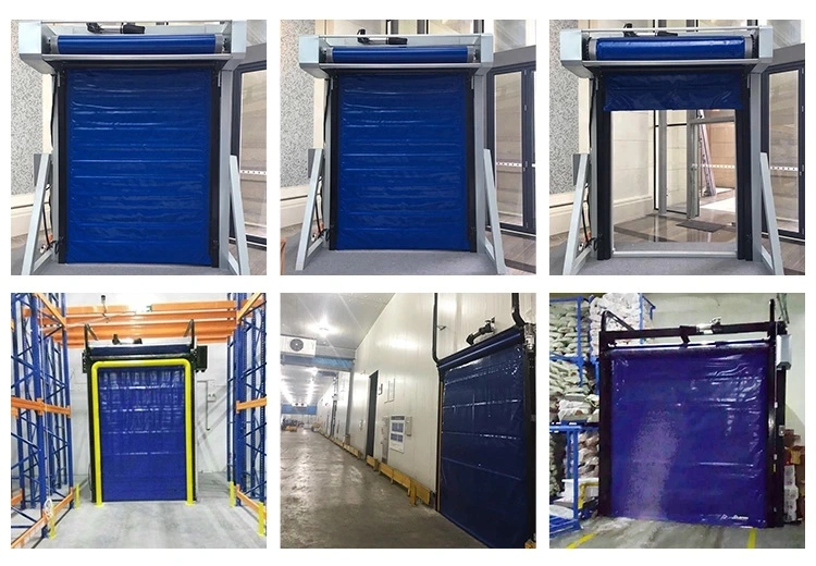 Automatic Freezer Warehouse High Speed PVC Fabric Rapid Roll up Doors with Heating Device