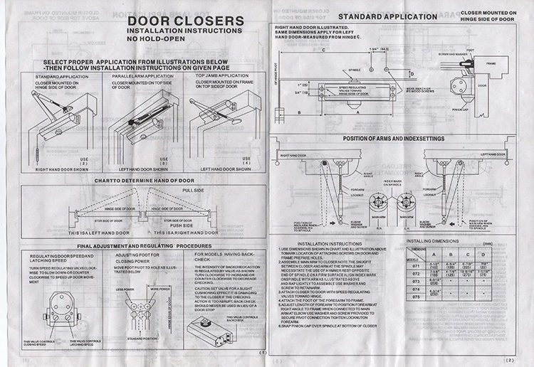 China Good Bearing Aluminum Automatic Door Closer Fire Door Closers