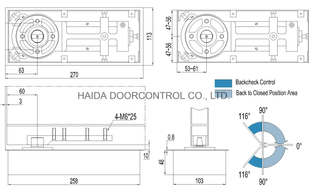 Aluminum Door Frame Glass Door Automatic Hinge Floor Spring HD-110