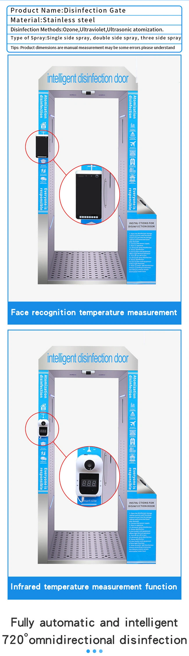 Professional Supplier Intelligent Automatic Tunnel Disinfection Door Cabinet Doors