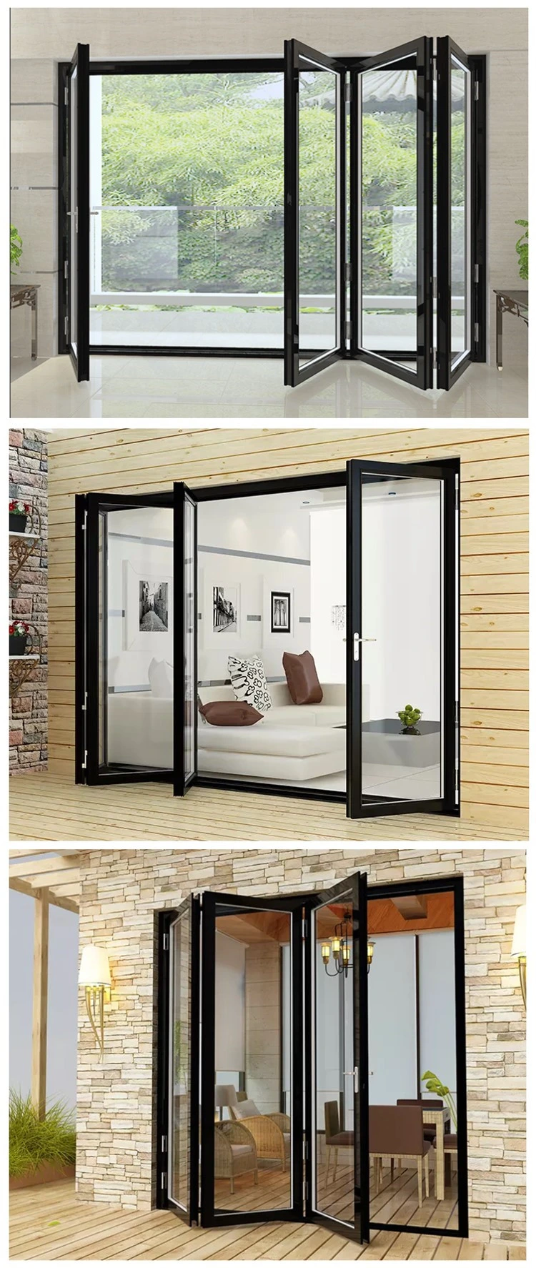 Guangdong Foshan Bifold Patio Doors Alum Sliding Accordion Doors Lowes Aluminium Folding Door