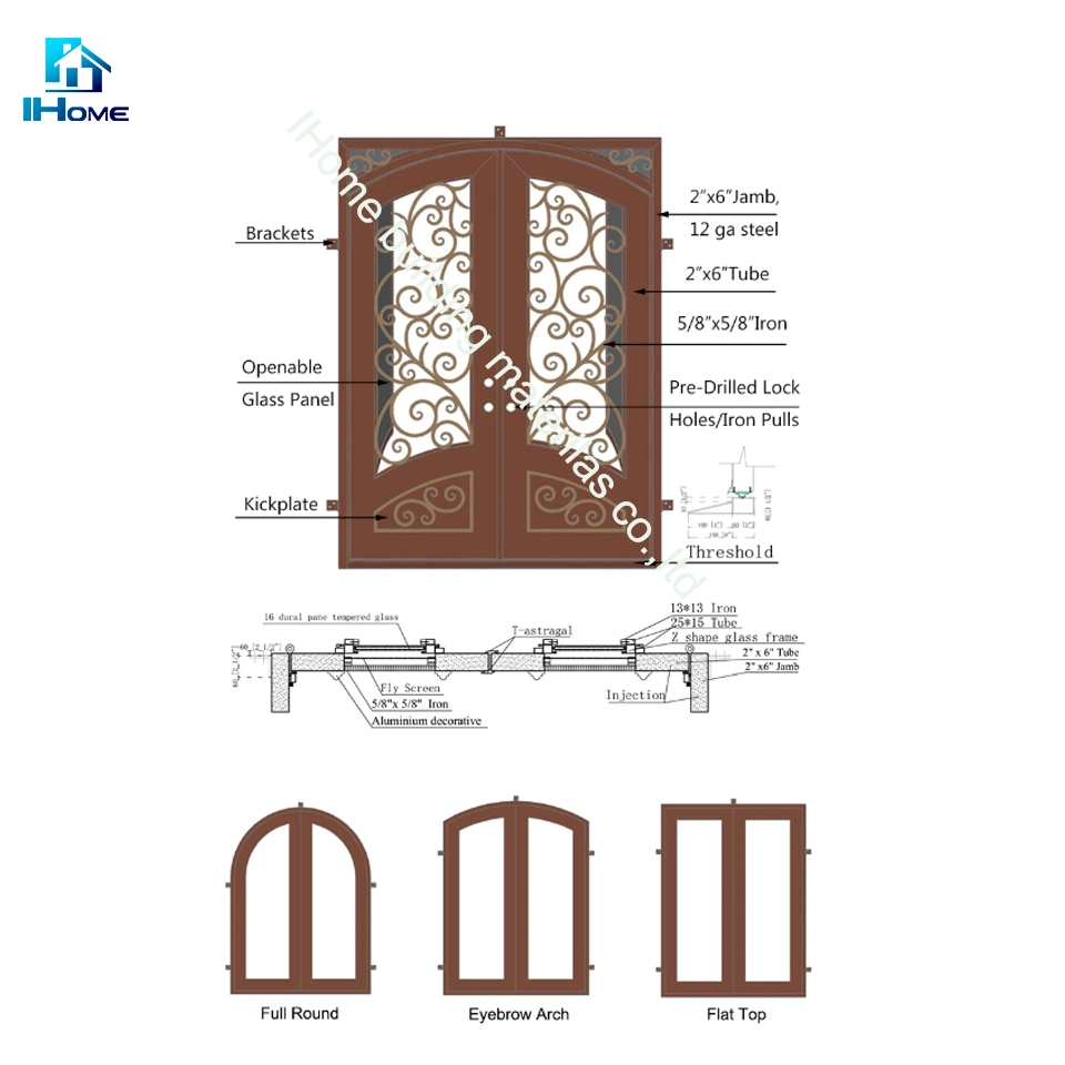 Flat Wrought Iron Entry Doors, Single & Double Exterior Iron Front Doors