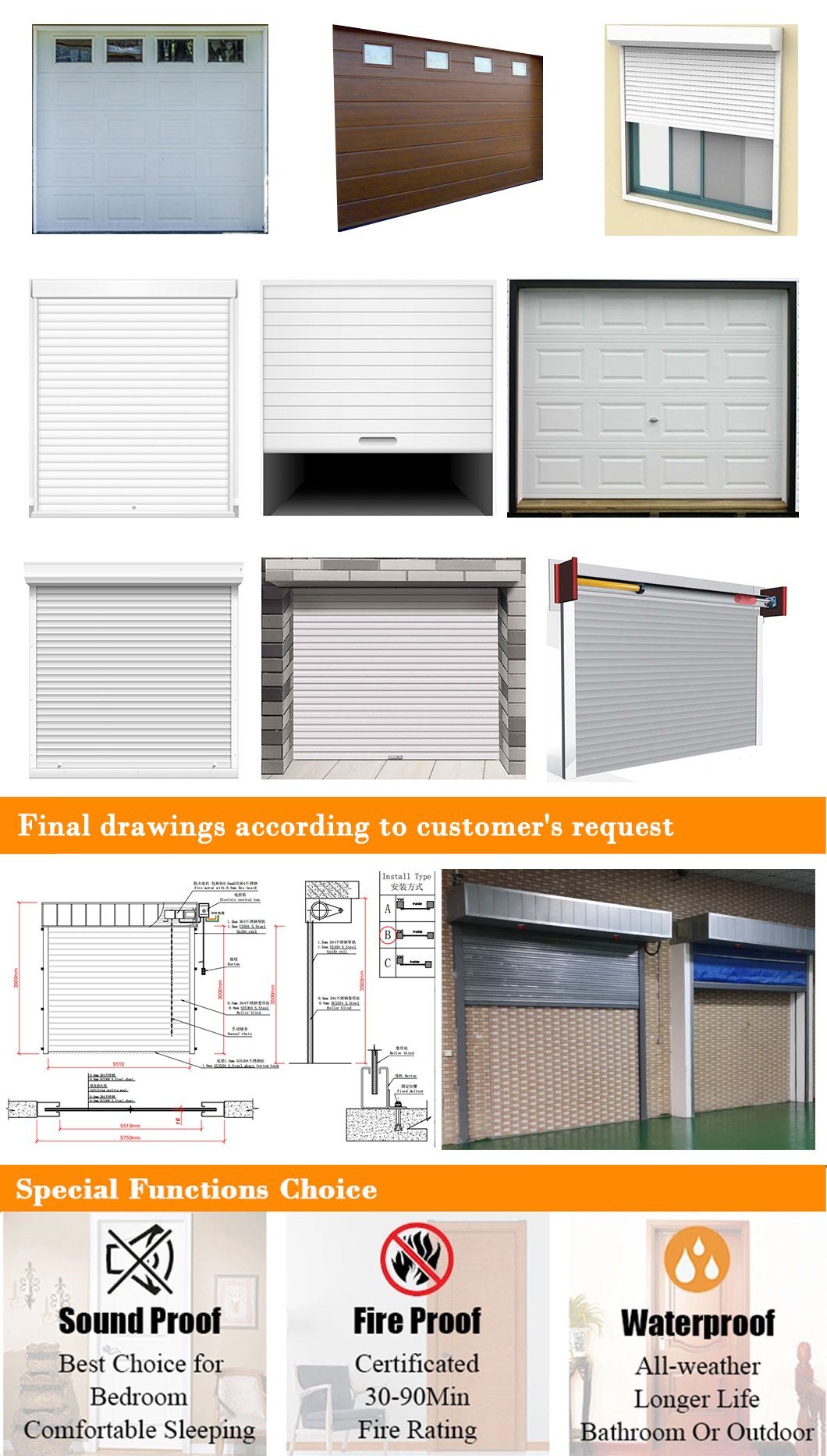 Customize Aluminum Used Roll up Garage Doors for Sale Roller Doorsgarage Door Business