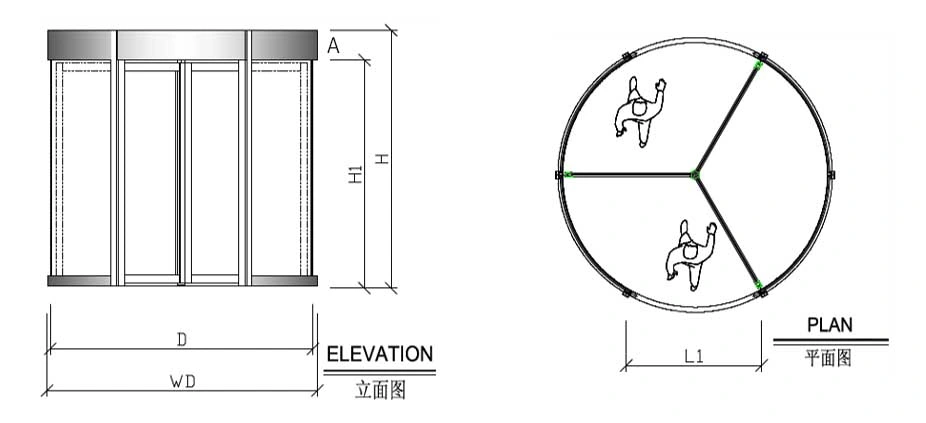 3 Wings Automatic Revolving Door Manual Revolving Glass Door