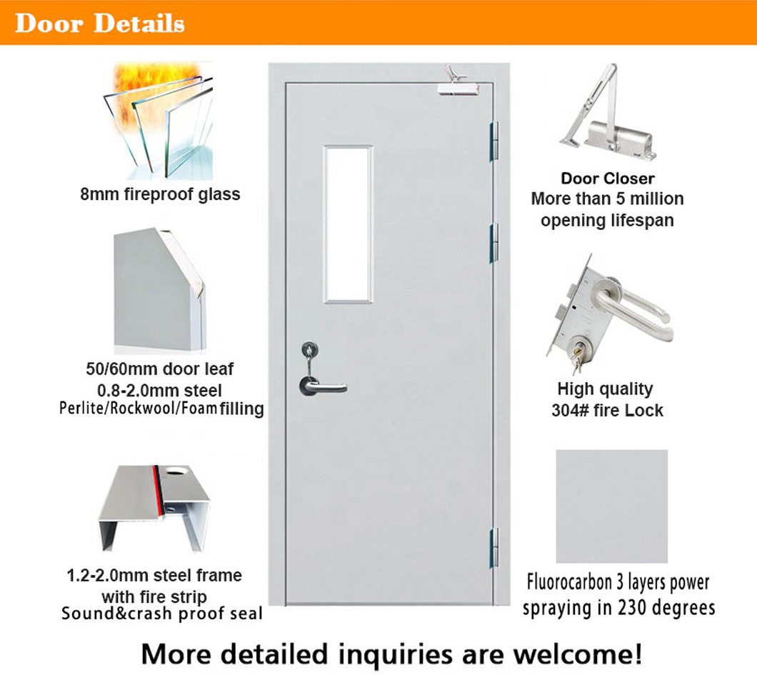 Cheap Exterior Commercial 120 Minute Fire Rated Steel Doors for Commercial House