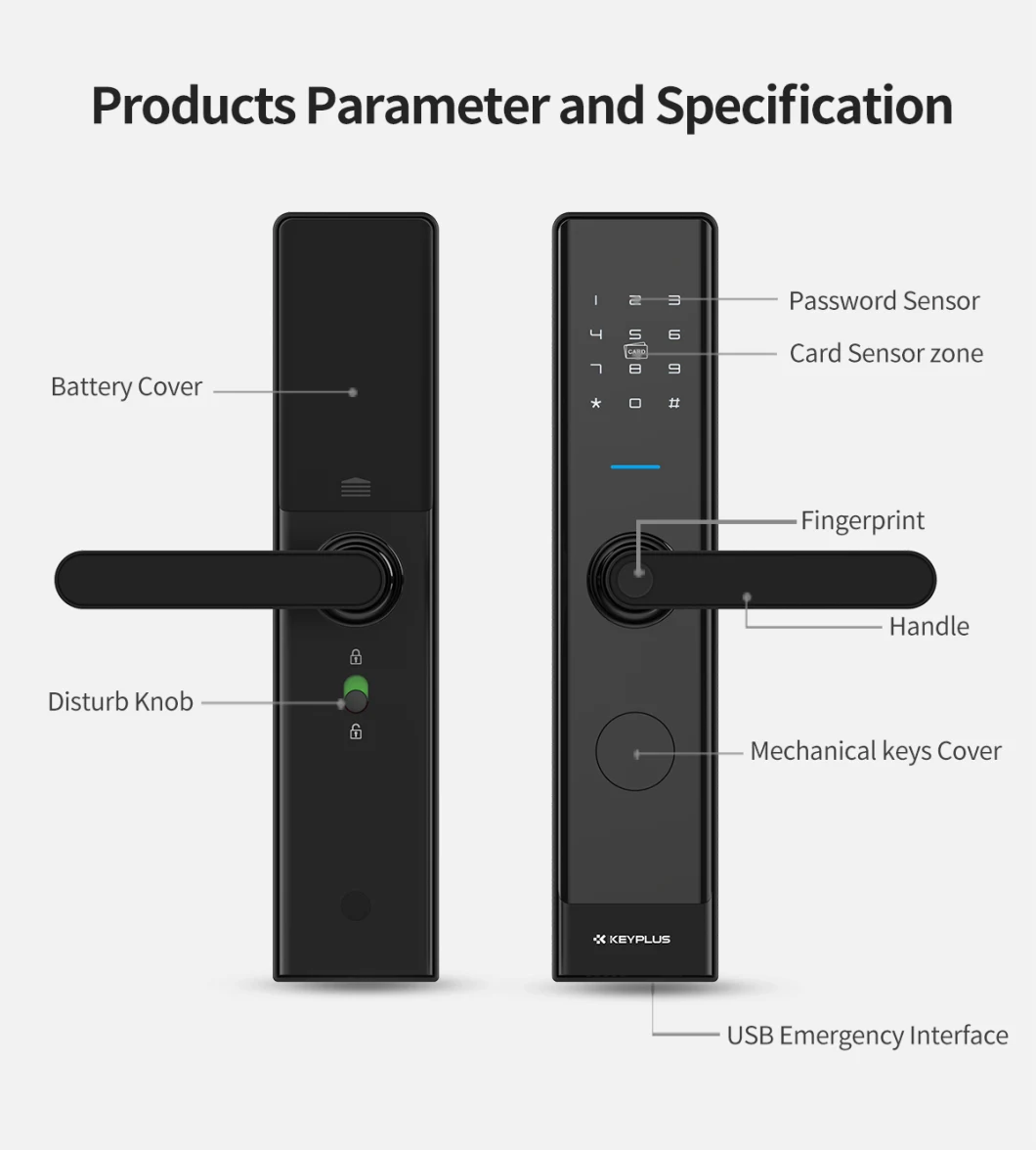 High Security Digital Door Locks Smart Keyless Home Electronic Door Lock for Front Door