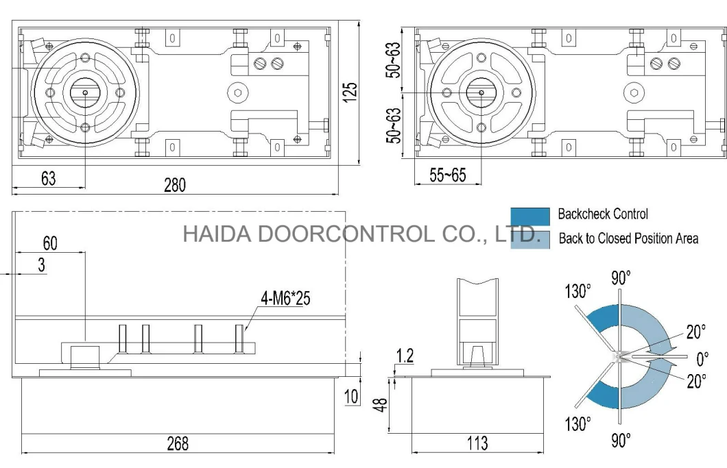 HD-770 Glass Door Hardware Automatic Floor Door Closer