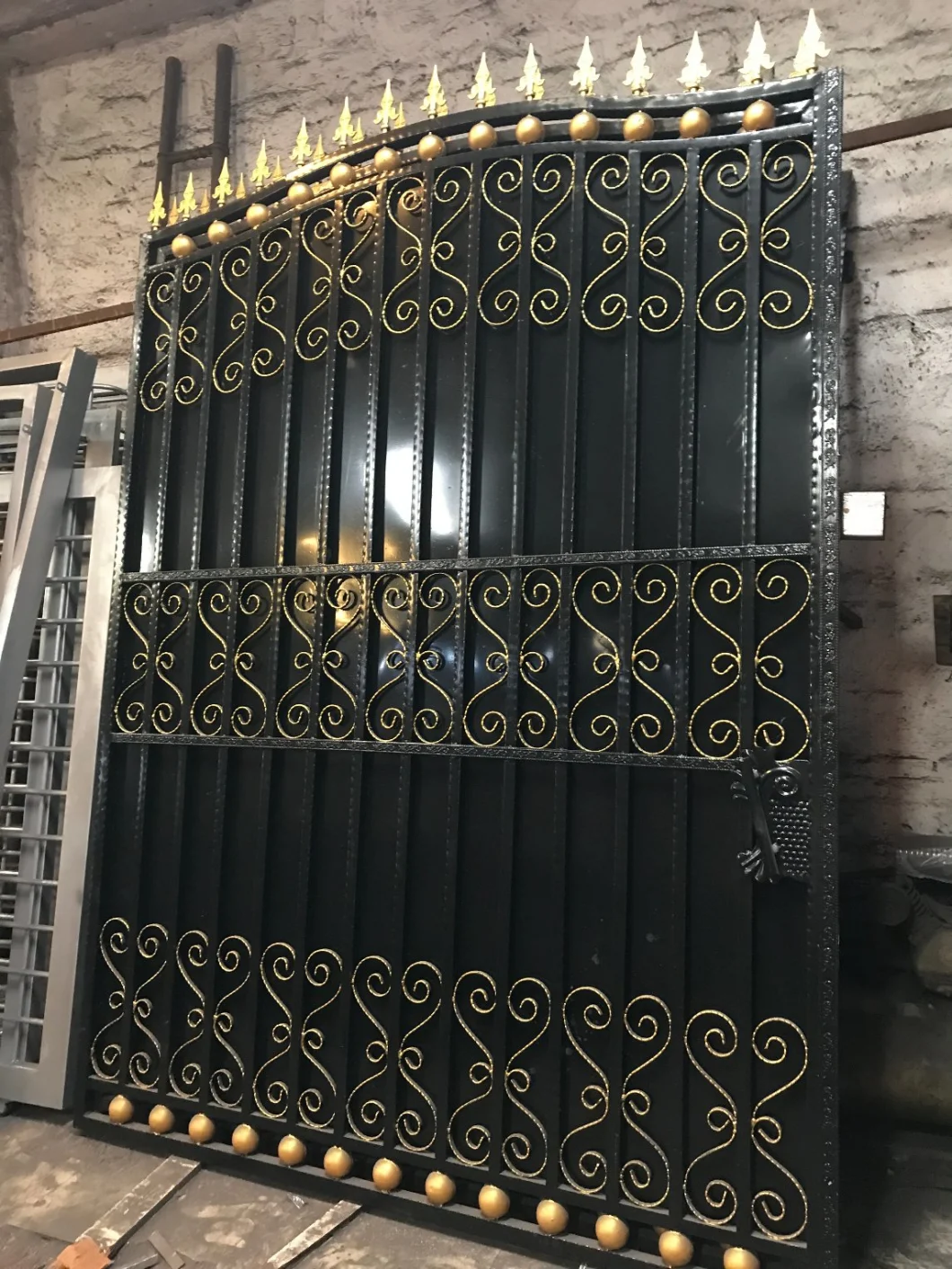 Hot Galvanized Main Entrance Door Wrought Iron Entry Door Double Door with Transom