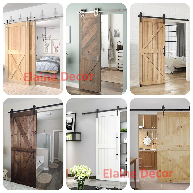 Russia Pine Wood Barn Doors Solid Wooden Sliding Door Interior Knotty Pine Barn Door for Bedroom