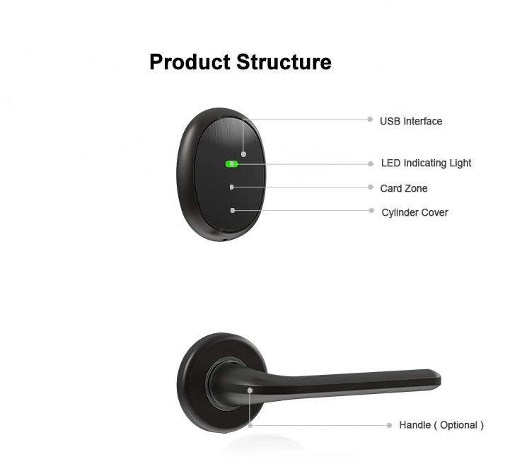 Home Electronic Fingerprint Bluetooth APP Wooden Door Office Split Lock Indoor Smart Handle Door Lock