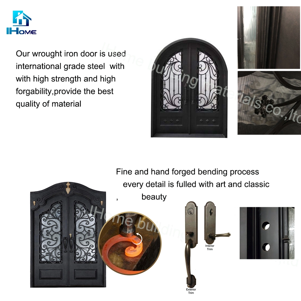 Flat Wrought Iron Entry Doors, Single & Double Exterior Iron Front Doors