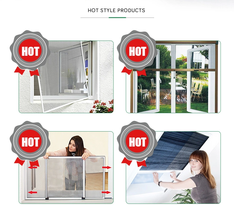 Aluminum Frame Fiberglass Screen Trackless Retractable Screen Door Flyscreen Sliding Door