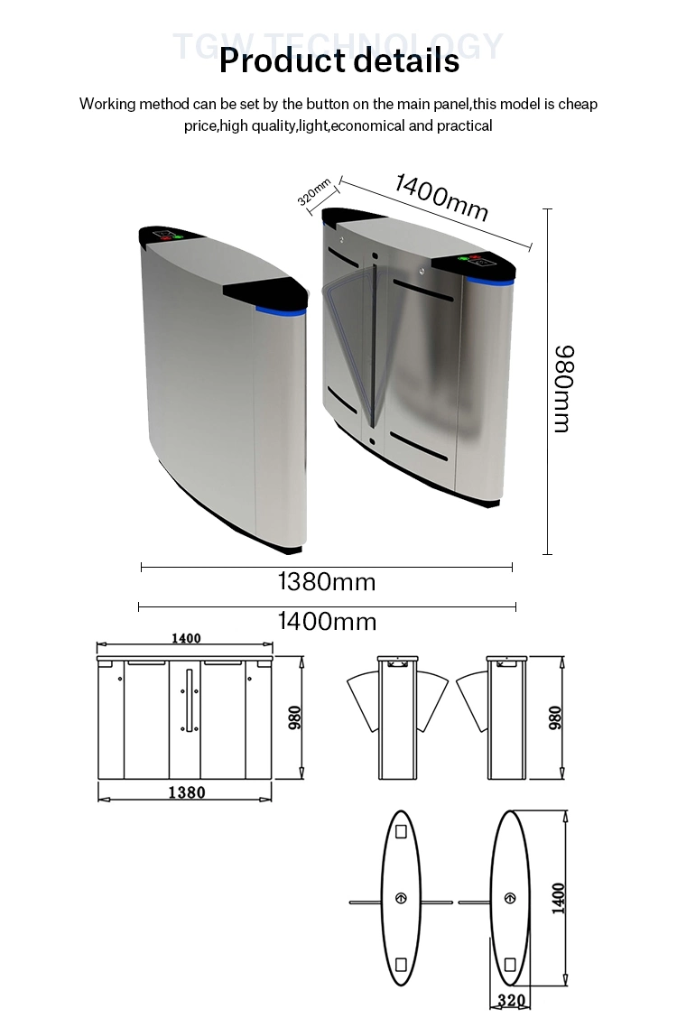 304 Stainless Steel Flap Barrier Turnstile Gate Card Reader Tuenstile Machine Gate Automatic Barrier Gate