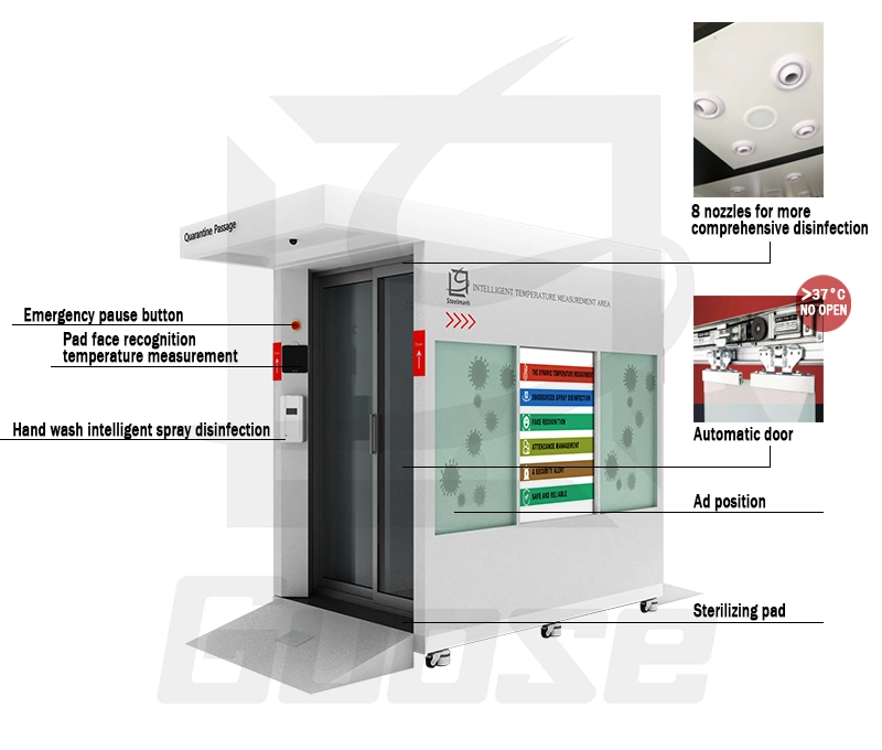 Portable Disinfection Channel Multifunctional Intelligence Measurement Temperature Automatic Door Disinfection Cabinet