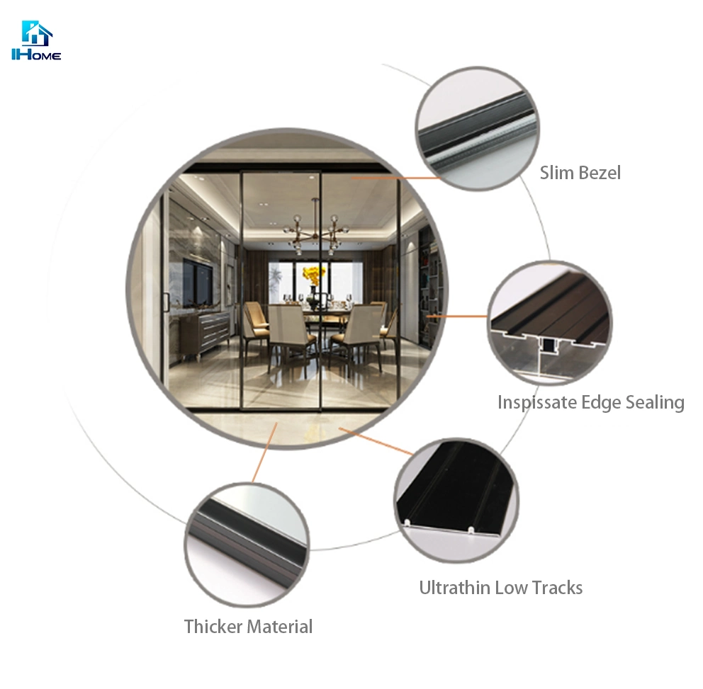 Residential Entry Doors Double Glazed Horizontal Aluminium Folding / Sliding Doors