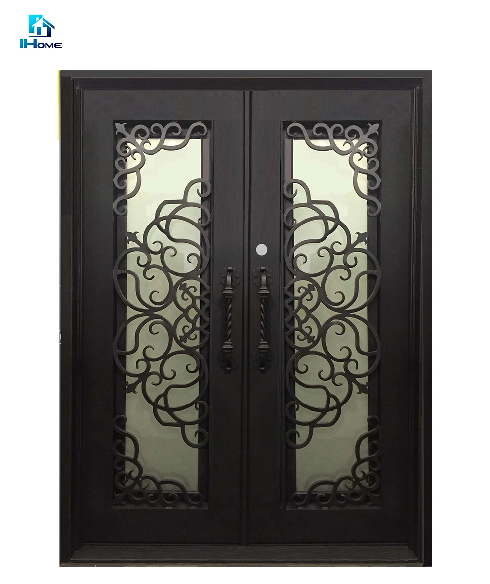 Flat Wrought Iron Entry Doors, Single & Double Exterior Iron Front Doors