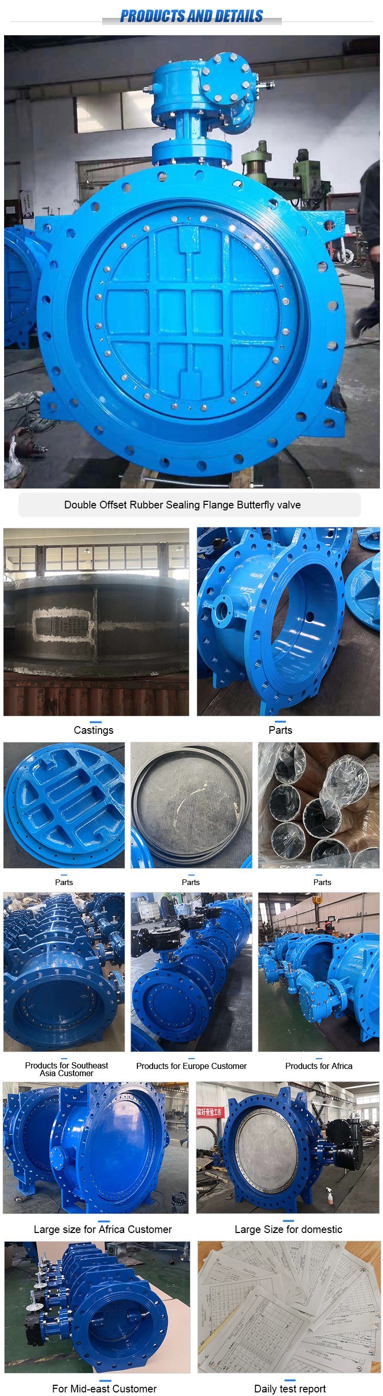 Ductile Cast Iron Double Eccentric Rubber-Seated Flanged Butterfly Valve DN1000