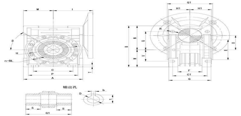 Worm Wheel Speed Reducer with Aluminum and Cast Iron Body