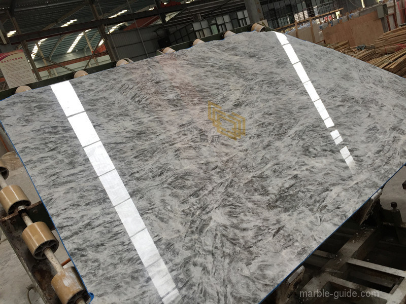 China High Polished Snow Mountain Silver Fox Grey Marble Slabs