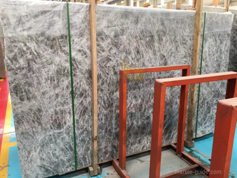 China High Polished Snow Mountain Silver Fox Grey Marble Slabs