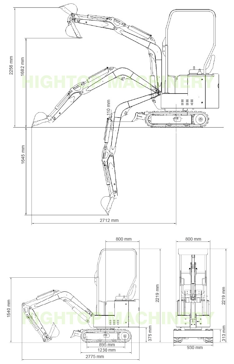 China Factory Price Driving Hydraulic 1ton 1.2 Ton Digger Mini Excavator China