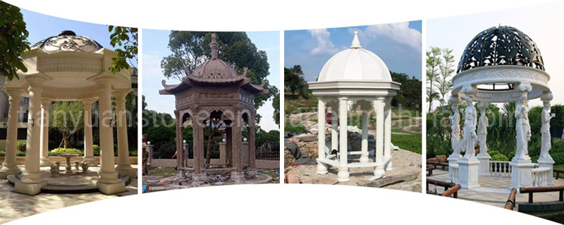 Grey Sesame Granite Garden Gazebo with Cast Iron Roof