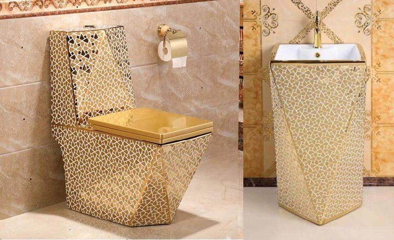 3522g Golden Decal One Piece Toilet, P Trap or S Trap, Wc