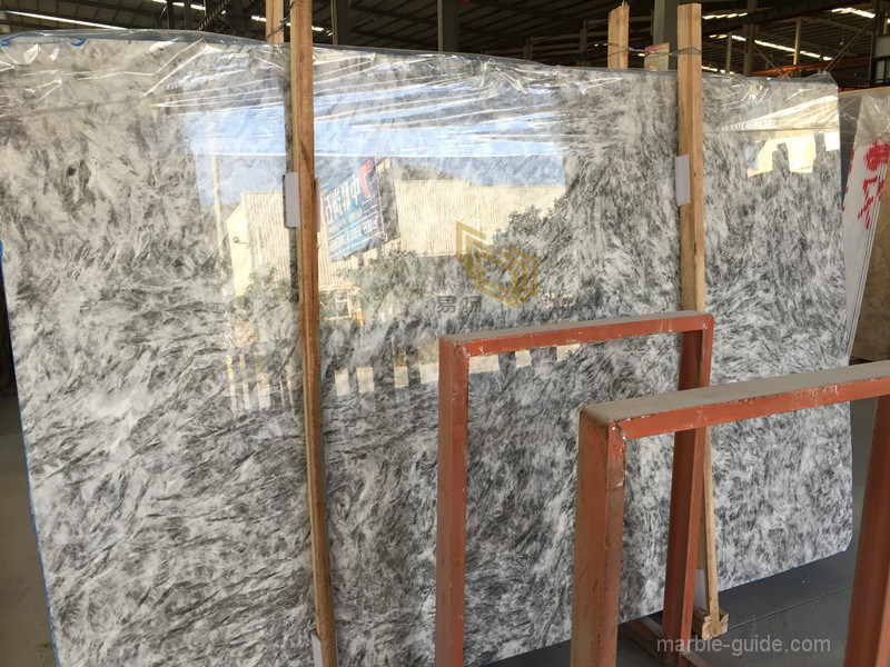 China High Polished Snow Mountain Silver Fox Grey Marble Slabs