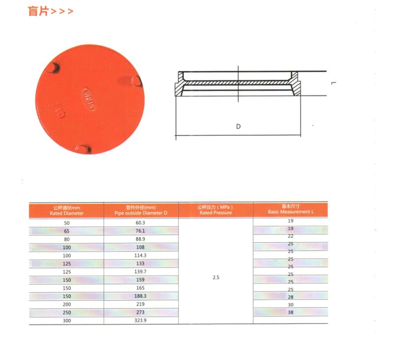 Ductile Iron Grooved Pipe Fittings Grooved Cap Ductile Iron Grooved Pipe Fittings Grooved Cap