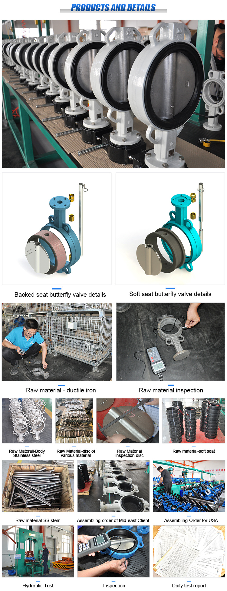 Ductile Iron Body Ductile Iron Disc Stainless Steel Stem Wafer Type Butterfly Valve