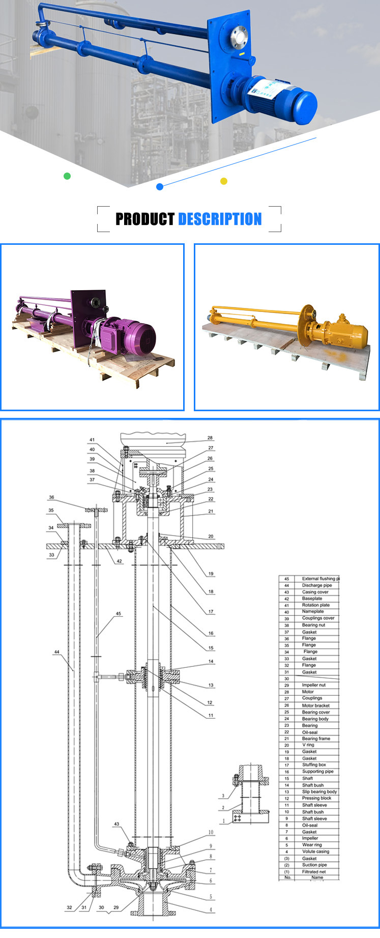 Resisting Acid-Base Sulfuric Acid Transfer Vertical Pump