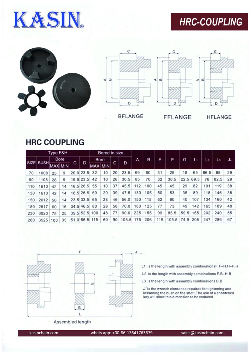 Kasin Cast Iron HRC Coupling with G20-25 Material for Machine