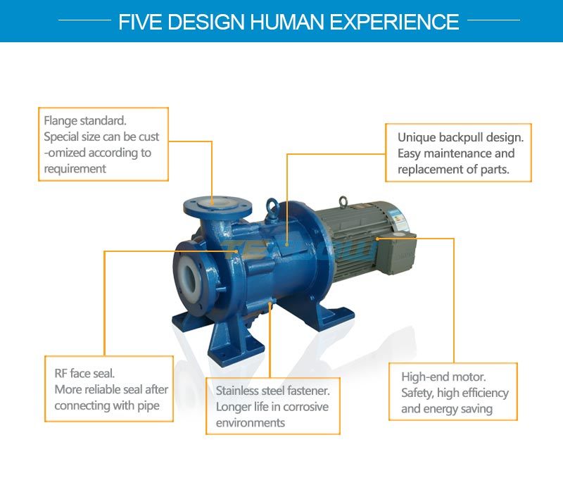 Lined Plastic High Temperature Sulfuric Acid Liquid Leakless Pump