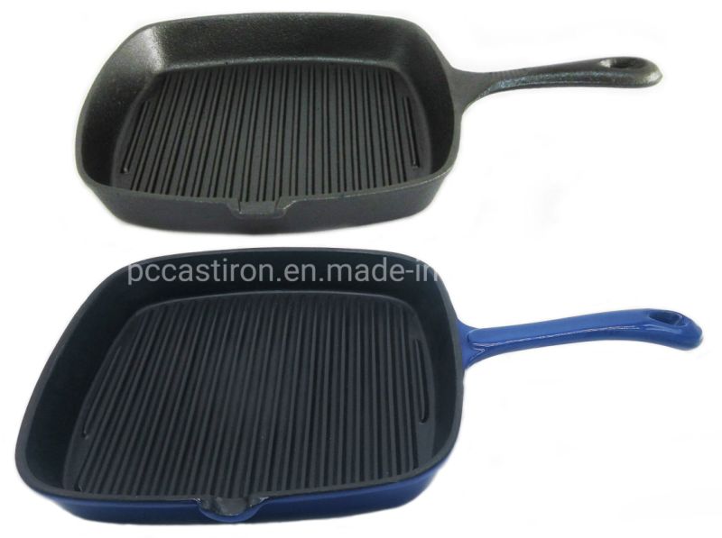 Porcelain Enamel Non Stick Steak Cast Iron Grill 9.5 Inch