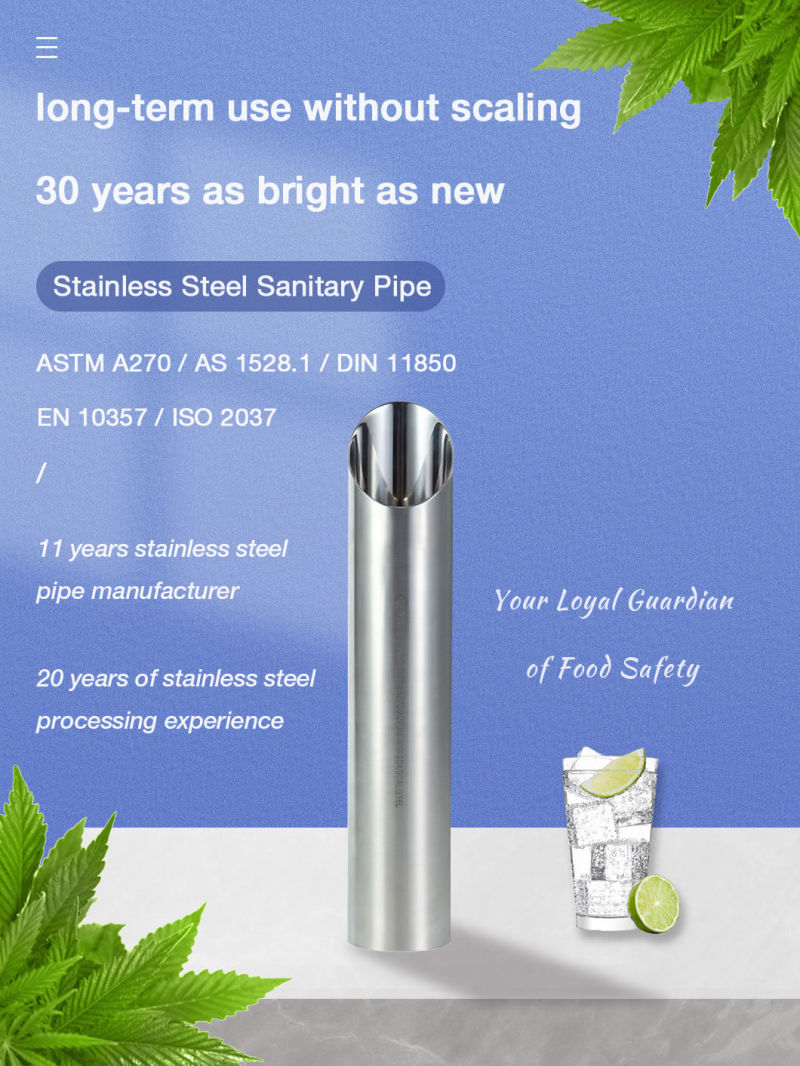 4 Inch 6 Inch 8 Inch Stainless Steel Seamed Pipe for Milk CIP Cleaning Equipment