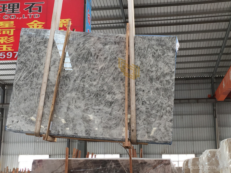 China High Polished Snow Mountain Silver Fox Grey Marble Slabs