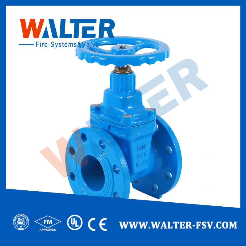 Pn10 Pn16 Hand Wheel Resilient Seated Cast Iron Flanged Gate Valve