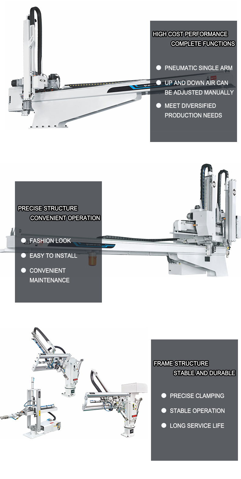 High Quality 2 Axis Mechanical Arm for Injection Molding Machine New Type Mechanical Robot Arm