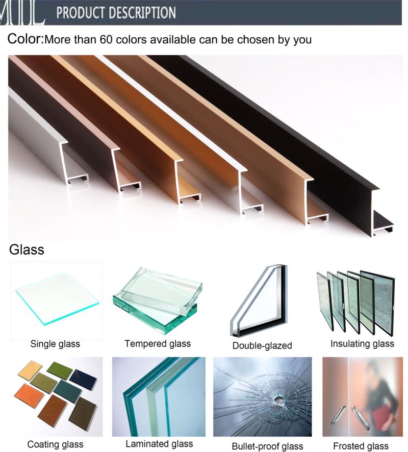 Soundproof French Casement Aluminum Frame Glass Door