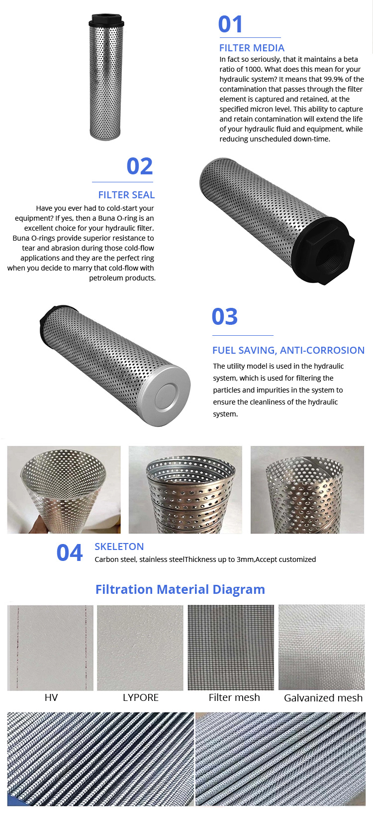 Hydraulic Oil Suction Filter Engineering Machinery Hydraulic Oil Filter Hydraulic Lubricating Oil Filters