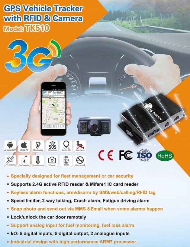 Tk510 GPS Vehicle Tracker with Camera and Ultrasonic Fuel Level Sensor (K510-L)