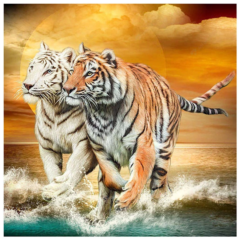 Cheap Price Tigers Walking 5D Diamond Painting Mosaic Art Painting