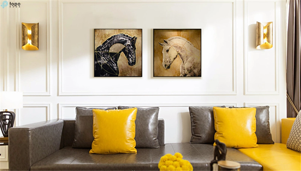 H600mm*600mm Chinese Lifelike Horse Decorative Art Glass Painting for Wall Decor (MR-YB6-2018)