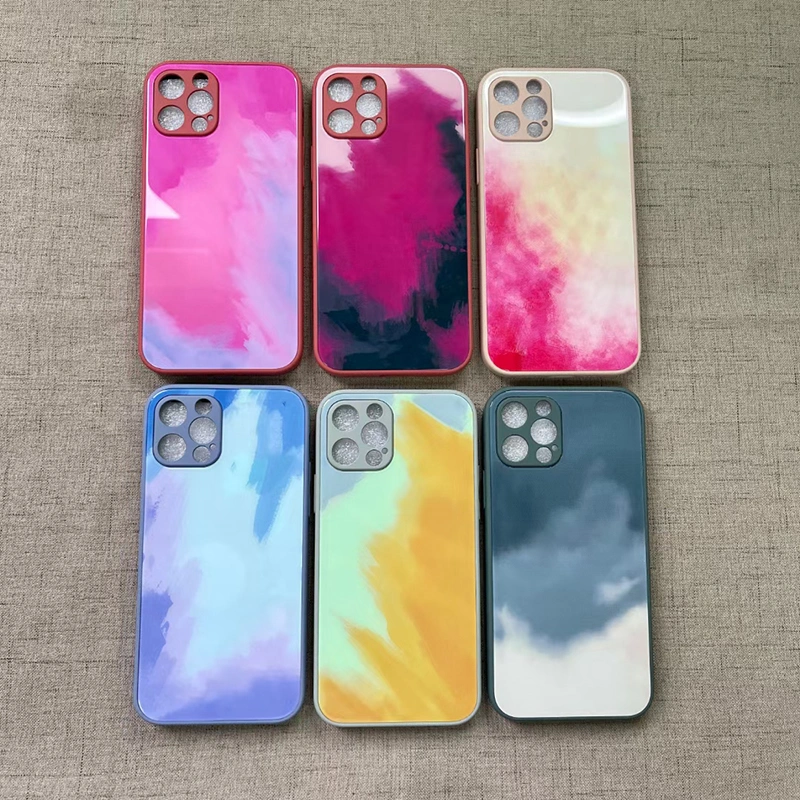 Glass Printing Watercolor Phone Case Figura Wash Painting Cases for iPhone 12 Mini