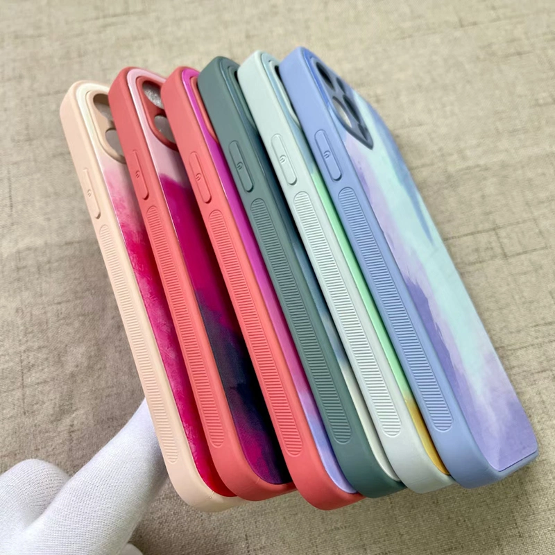 Glass Printing Watercolor Phone Case Figura Wash Painting Cases for iPhone 12 Mini