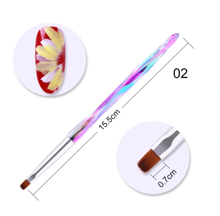 Professional High Quality Rainbow Plastic Acrylic Polish Brush for Nails Painting Dotting Liner Pen Nylon Gel Nail Art Brushes