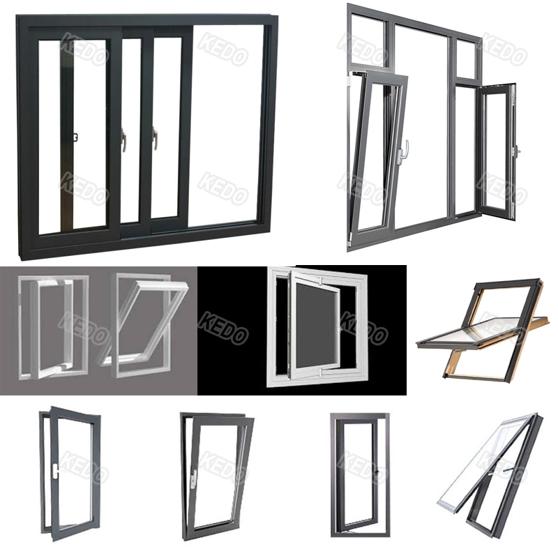 Aluminum Alloy Wood Grain Effect Windows with Different Types