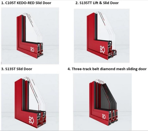 Aluminum Alloy Wood Grain Effect Windows with Different Types