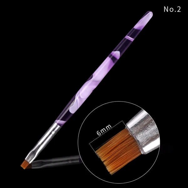 6PCS Nail Brush Set Professional OEM Acrylic Nail Art Polish Flat Wide Brush Kolinsky Brush