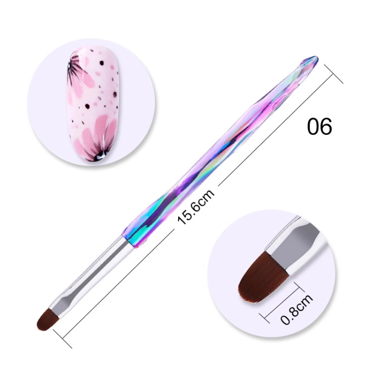 Professional High Quality Rainbow Plastic Acrylic Polish Brush for Nails Painting Dotting Liner Pen Nylon Gel Nail Art Brushes